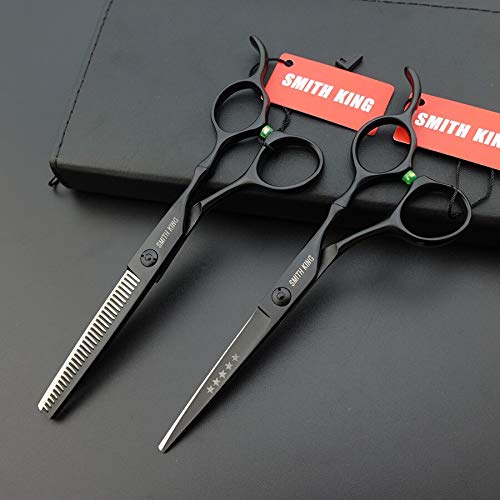 Tijeras profesionales de 7 | 6 | 5.5 pulgadas con peine y navajas. Tijeras no.7" | 6" | 5.5" de acero inoxidable Smith King (Negro 6")