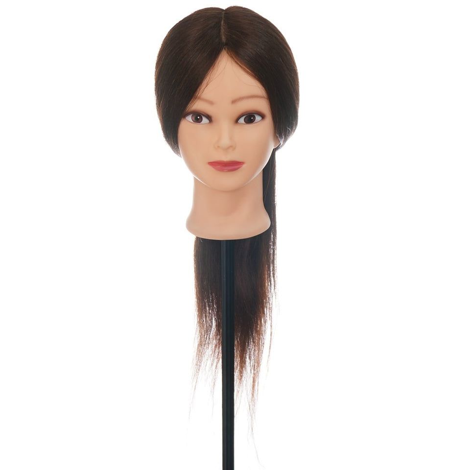 VigorIA Maniquí de cabeza 80% pelo humano 55cm Color, Entrenamiento de Cabello Cabezal de Modelo Maniquíes (con soporte & Herramienta para el cabello de trenzado) ,para aprendizaje práctica de peluquerías