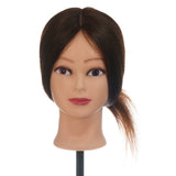 VigorIA Maniquí de cabeza 80% pelo humano 55cm Color, Entrenamiento de Cabello Cabezal de Modelo Maniquíes (con soporte & Herramienta para el cabello de trenzado) ,para aprendizaje práctica de peluquerías