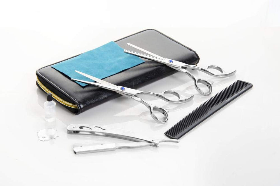 Set Tijeras Estilista Barbero Uso Profesional Acero - Plateado