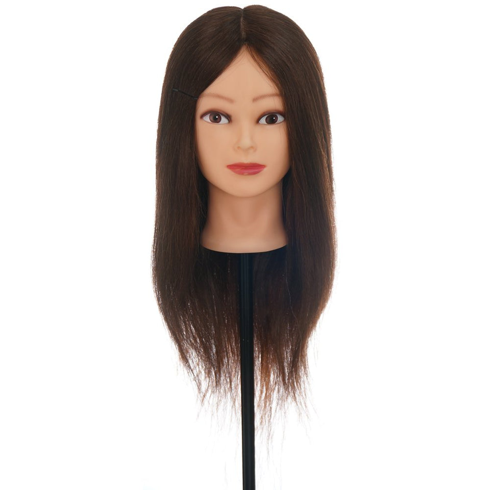 VigorIA Maniquí de cabeza 80% pelo humano 55cm Color, Entrenamiento de Cabello Cabezal de Modelo Maniquíes (con soporte & Herramienta para el cabello de trenzado) ,para aprendizaje práctica de peluquerías