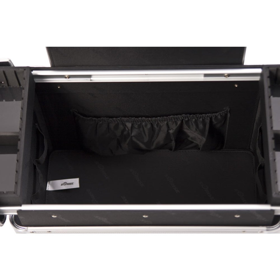 Sunrise I3364 Professional 4-in-1 Rolling Makeup Artist Cosmetic Train Case Organizer Storage, Krystal Black