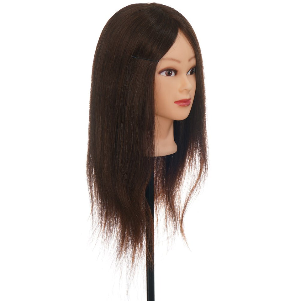 VigorIA Maniquí de cabeza 80% pelo humano 55cm Color, Entrenamiento de Cabello Cabezal de Modelo Maniquíes (con soporte & Herramienta para el cabello de trenzado) ,para aprendizaje práctica de peluquerías