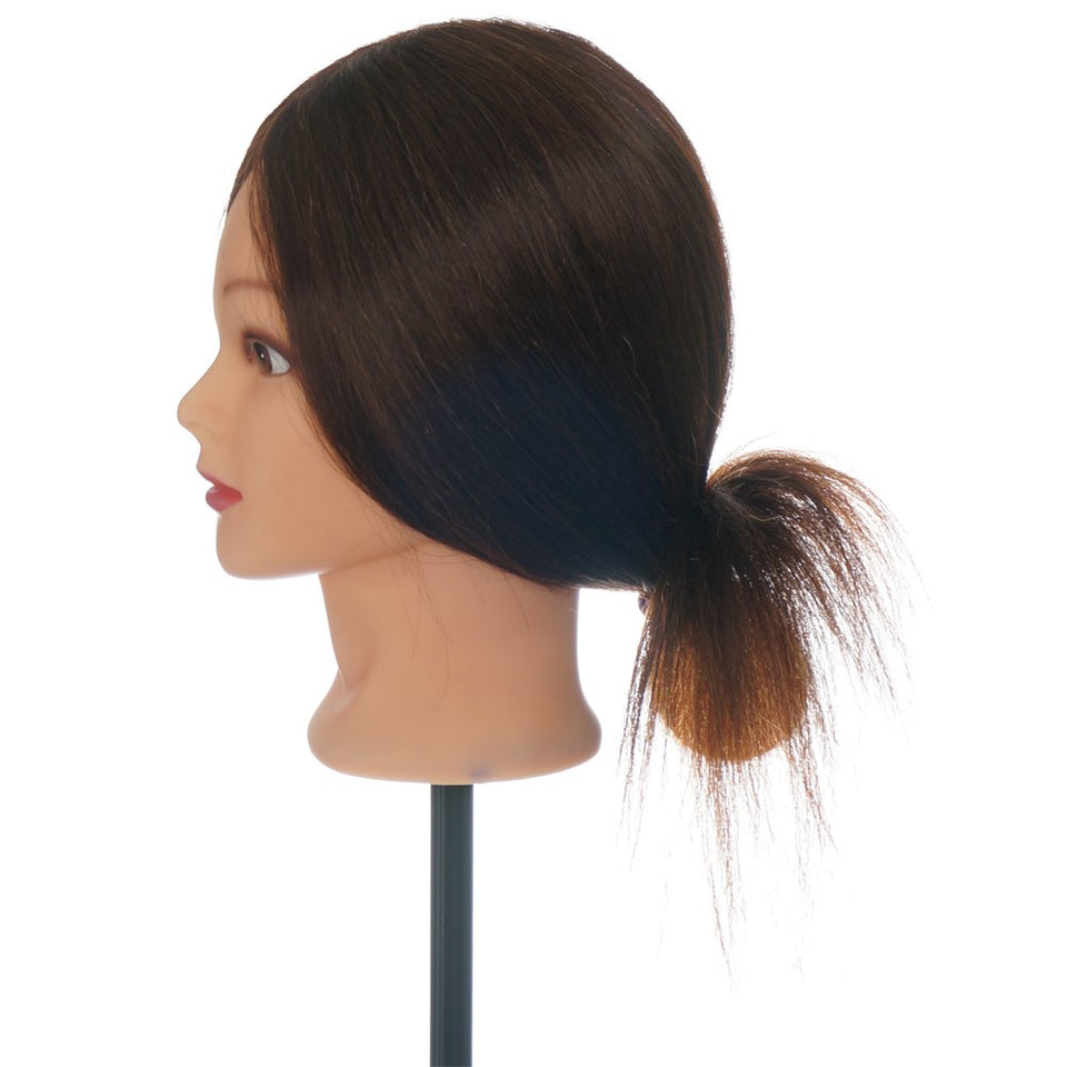 VigorIA Maniquí de cabeza 80% pelo humano 55cm Color, Entrenamiento de Cabello Cabezal de Modelo Maniquíes (con soporte & Herramienta para el cabello de trenzado) ,para aprendizaje práctica de peluquerías