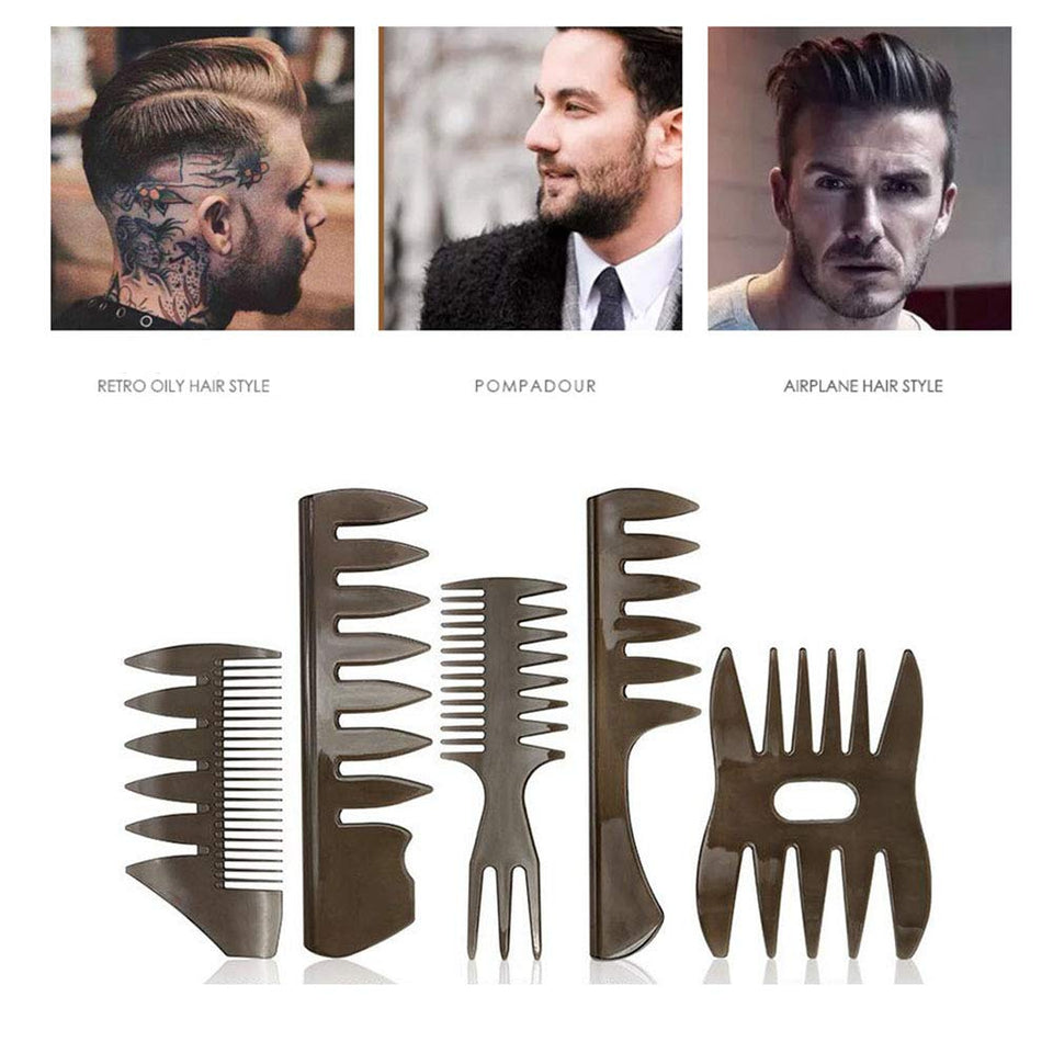 Juego de peine para el pelo, accesorios para estilista de peluquería, 5 piezas de cepillo para polvo de peluquería profesional para moldear y mojar para hombres, niños y niñas