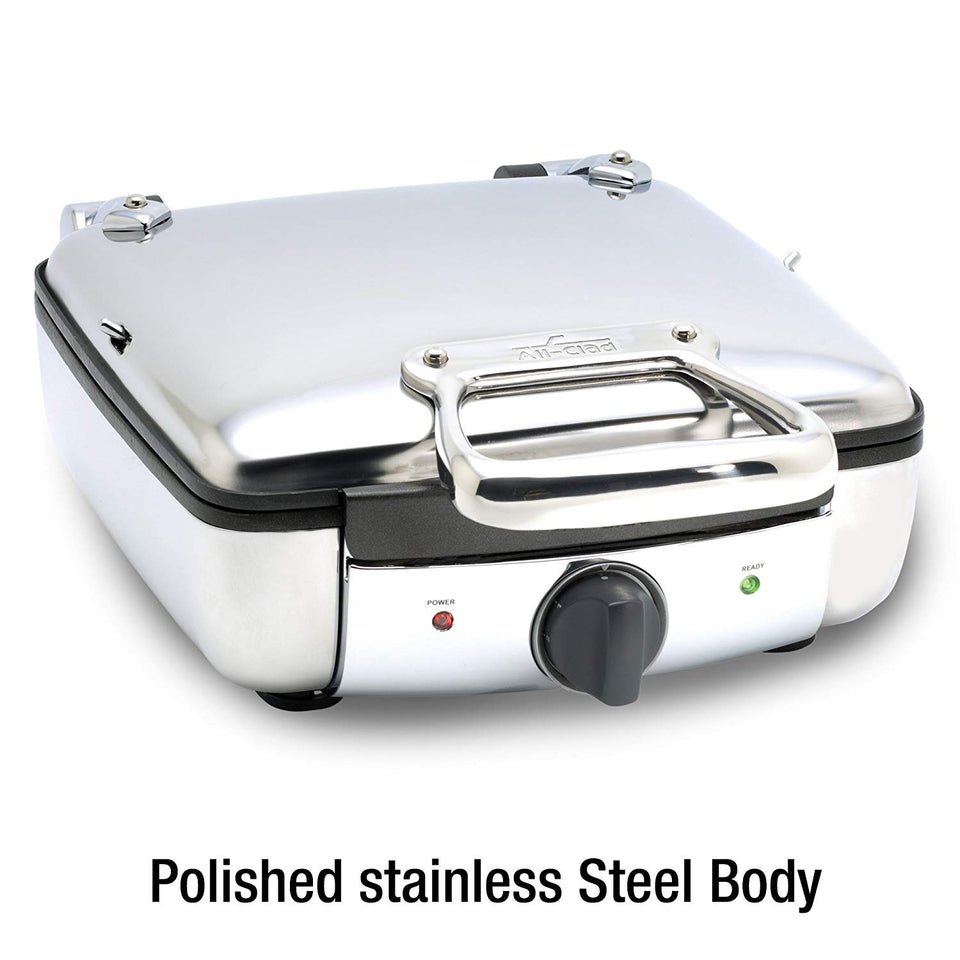 All-Clad 2100046968 99010GT Stainless Steel Belgian Waffle Maker with 7 Browning Settings, 4-Square, Silver