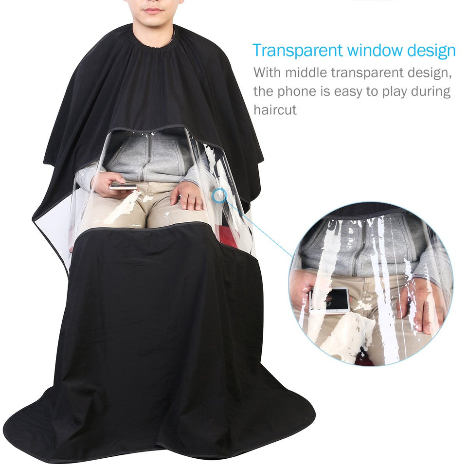 UEETEK Hair Cutting Cape Barbers Hairdressing Cape Waterproof Salon Gown with Viewing Window