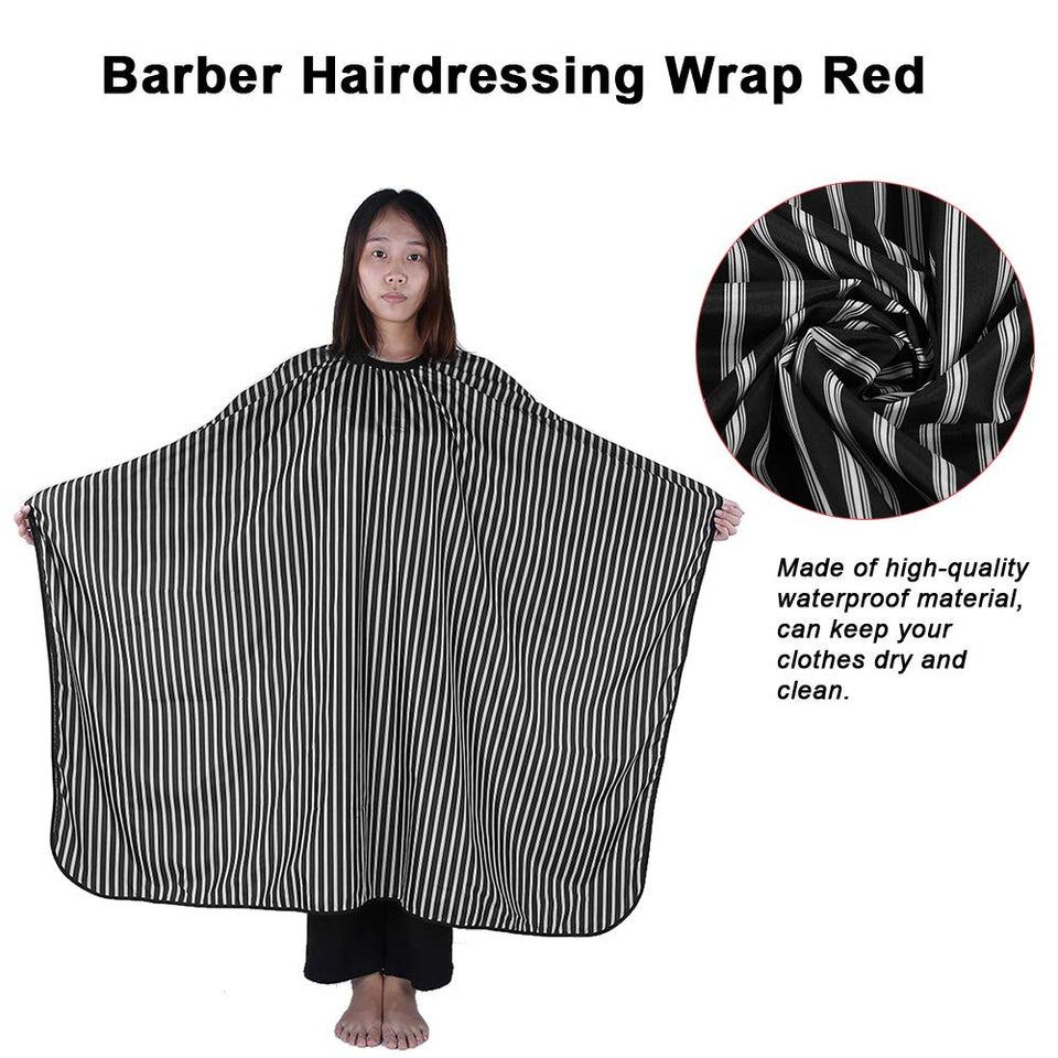 Capa de peluquería de rayas negras y blancas, impermeable profesional, capas de cabello antiestáticas, capa de corte de cabello a prueba de aceite, peluquería de peluquería para corte de cabello