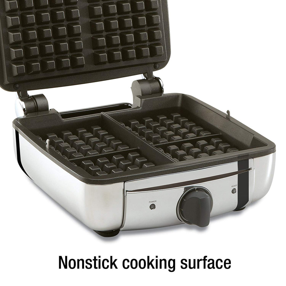 All-Clad 2100046968 99010GT Stainless Steel Belgian Waffle Maker with 7 Browning Settings, 4-Square, Silver