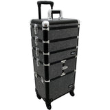 Sunrise I3364 Professional 4-in-1 Rolling Makeup Artist Cosmetic Train Case Organizer Storage, Krystal Black