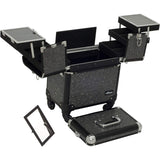Sunrise I3364 Professional 4-in-1 Rolling Makeup Artist Cosmetic Train Case Organizer Storage, Krystal Black