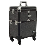 Sunrise I3364 Professional 4-in-1 Rolling Makeup Artist Cosmetic Train Case Organizer Storage, Krystal Black
