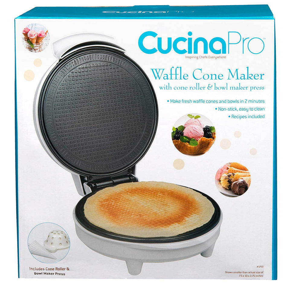 Waffle Cone and Bowl Maker- Homemade Ice Cream Wafflecones & Bowls in Minutes - with Roller and Bowl Press- Great Father's Day Gift!