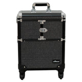 Sunrise I3364 Professional 4-in-1 Rolling Makeup Artist Cosmetic Train Case Organizer Storage, Krystal Black