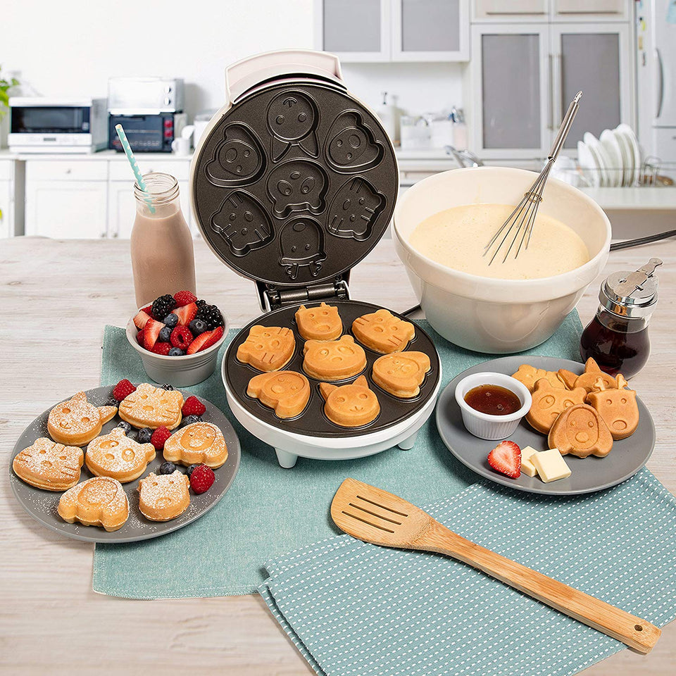 Animal Mini gofres (Maker- makes 7 Fun, diferentes Shaped tortitas – Electric antiadherente waffler es un gran regalo de Navidad